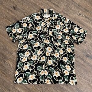 Ralph Lauren Denim Supply Shirt Black Floral‎ Hawaiian Button Up Mens Large L